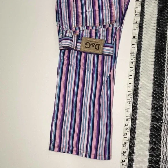 D & G Dolce & Gabbana Purple Striped Cropped Pants Jeans - Picture 5 of 6